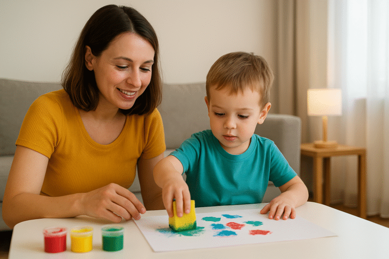 Brincadeiras de pintura com esponja